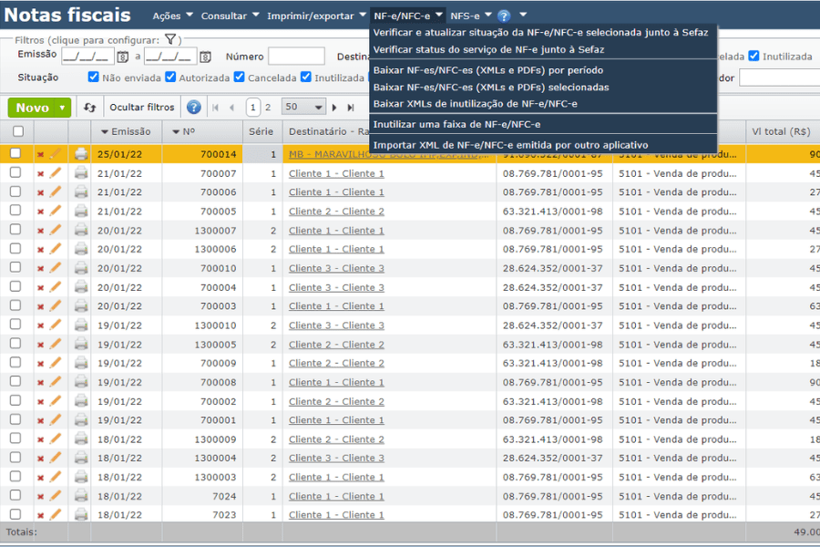 screenshot of ERP MAXIPROD